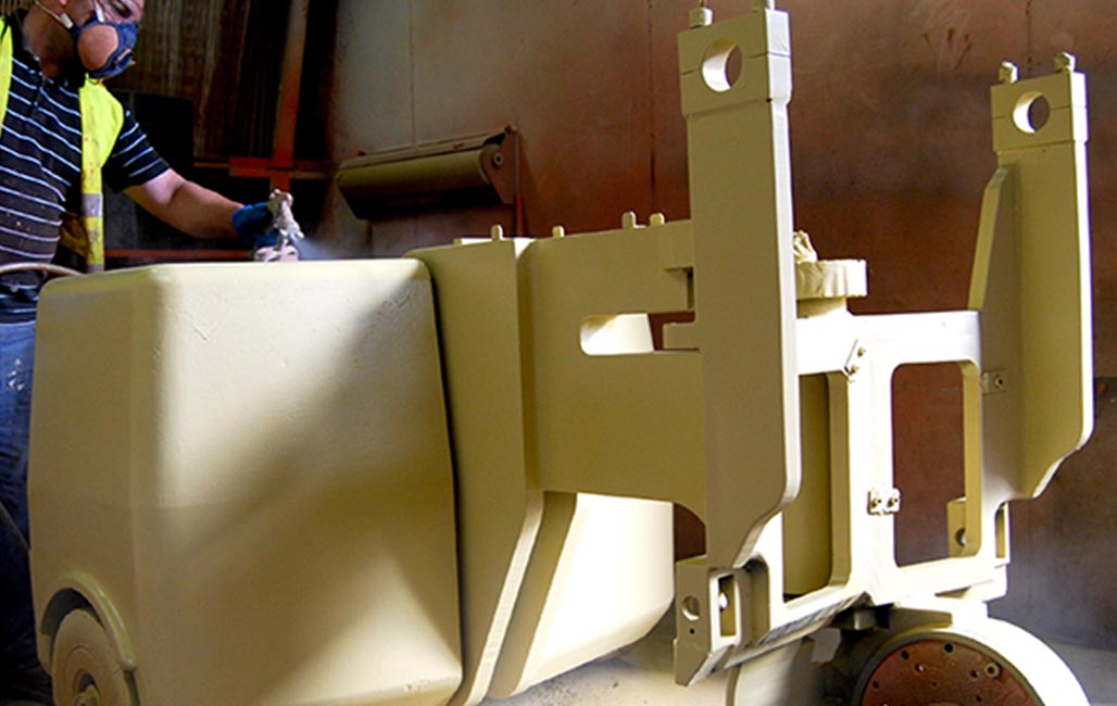 Remanufactured Bendi Forklift being resprayed Remanufactured Bendi Forklift being resprayed